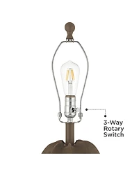 360 Lighting Calabasa 30 Tall Large Modern End 3-Way Table Lamp Chocolate Finish Single Shade Living Room Bedroom Bedside