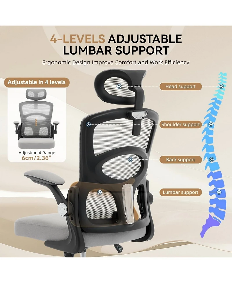 gaomon Office Chair Ergonomic Desk Chair,Home Mesh Office Desk Chair with Wheels,High-Back Computer Gaming Chair with Adjustable Headrest