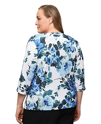 Alex Evenings Plus 3/4-Sleeve Jacket and Scoop Neck Top, 2-Piece Set