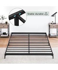homfan Bed Frame, Metal Platform Bed Frame, Heavy Duty Noise Free Bed Frame with Metal Slat Support and Strong Bearing Capacity