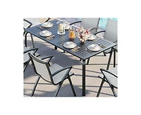 gaomon 6-8 Person Rectangular Aluminum Patio Dining Table with Umbrella Hole