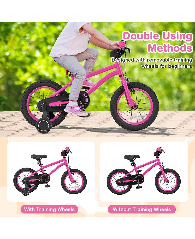 Slickblue Kids Bicycle with Adjustable Seat and Removable Wheels