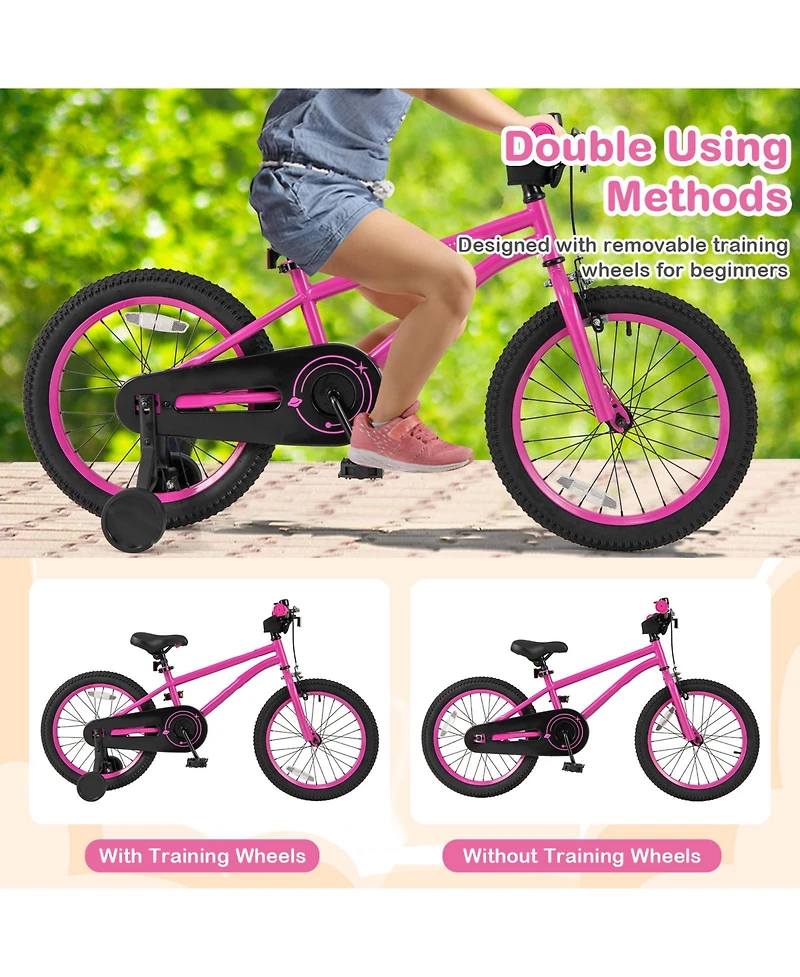 Slickblue Kids Bicycle with Adjustable Seat and Removable Wheels