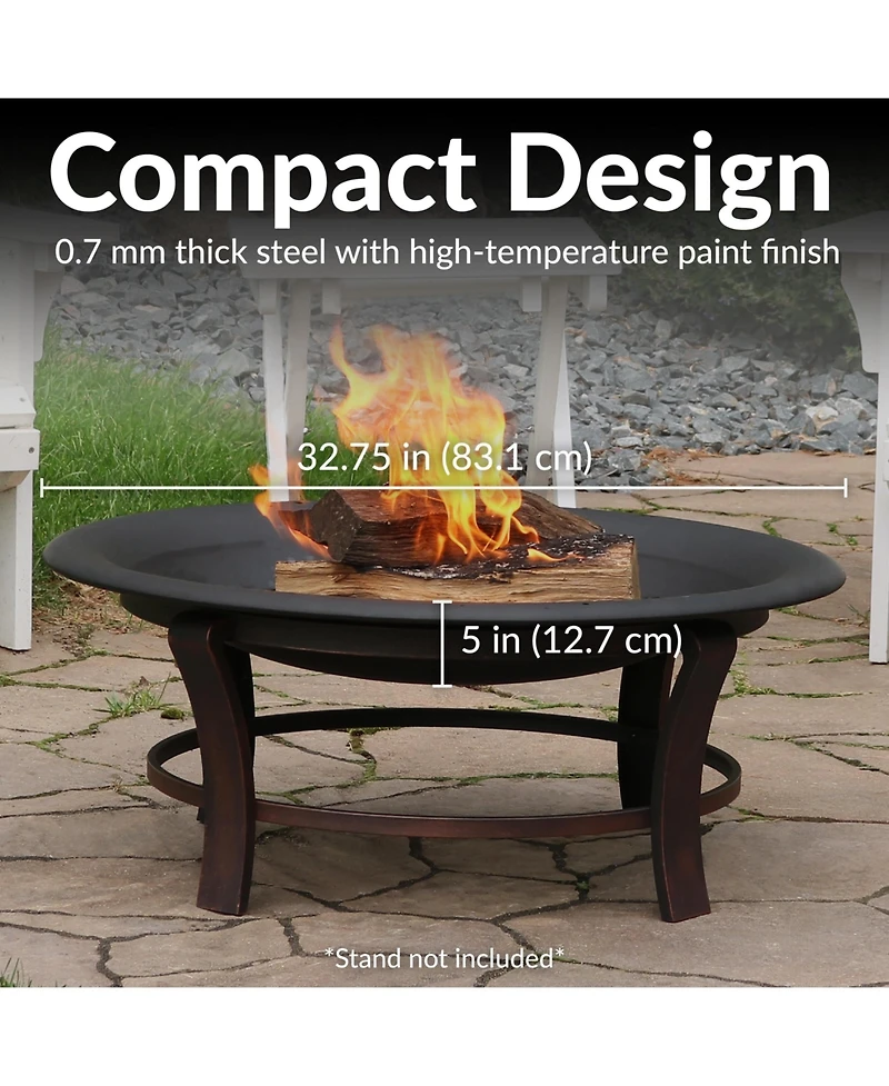 Outdoor Camping or Backyard Replacement Round Steel with Heat-Resistant Paint Finish Fire Pit Bowl