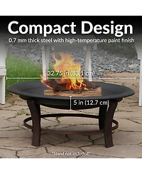 Outdoor Camping or Backyard Replacement Round Steel with Heat-Resistant Paint Finish Fire Pit Bowl