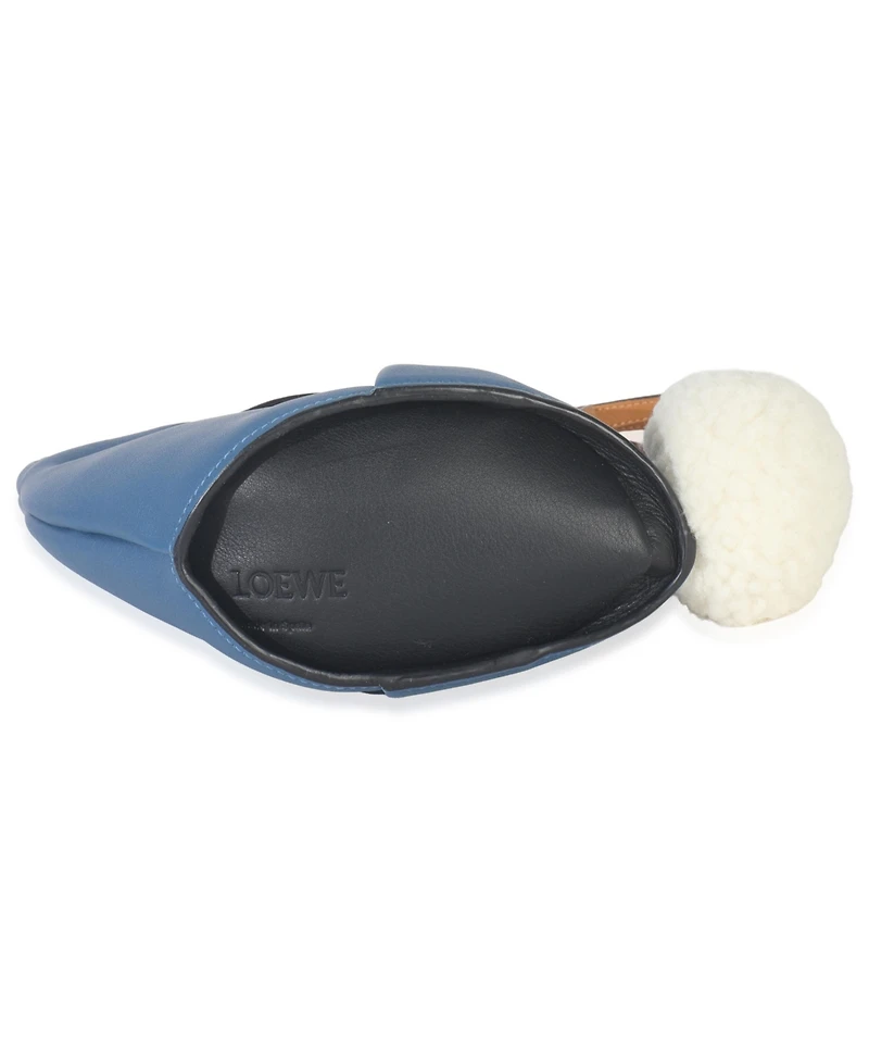 Pre-Owned Loewe Blue Calfskin Shearling Mini Bunny Crossbody