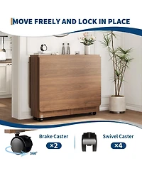 gaomon Space-Saving Folding Dining Table with Drawer and Wheels