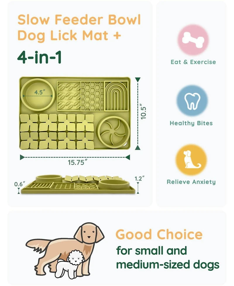 Aronkl Silicone Slow Feeder Lick Mat Interactive Puzzle Toy for Dogs & Cats
