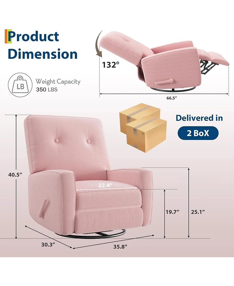 gaomon Swivel Rocker Recliner Chair with 360degree(s) Gliding Motion for Living Room, Bedroom, Office