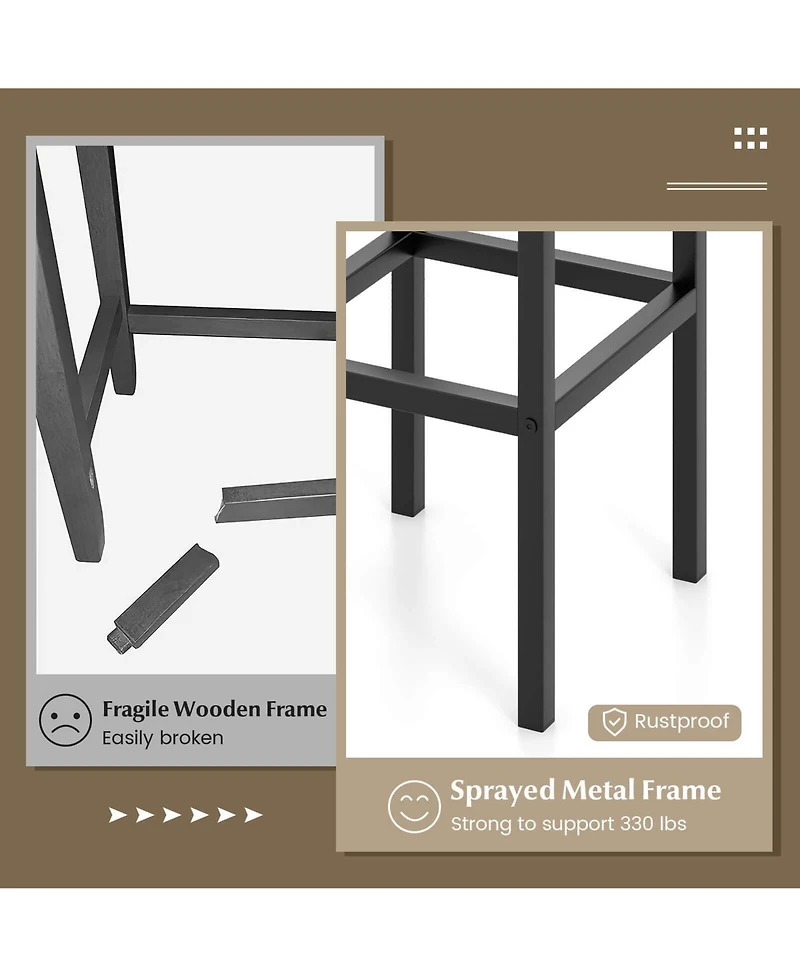 Gymax 4PCS 26'' Bar Stool Set w/Metal Frame Footrest Backless Counter Height Stool Brown