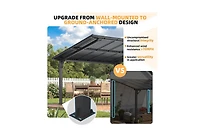 Aecojoy Lean to Hardtop Metal Carport Gazebo, Outdoor Freestanding Pergola Gazebo