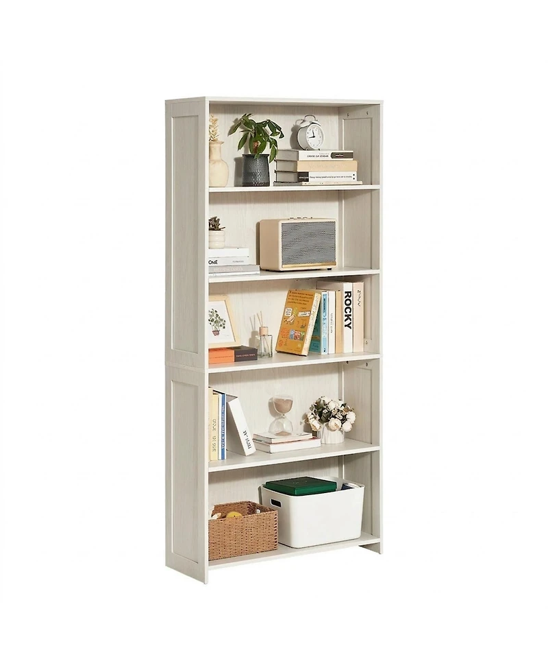 Gouun 68 in 5 Tier Wide Bookshelf with Open Display Shelves