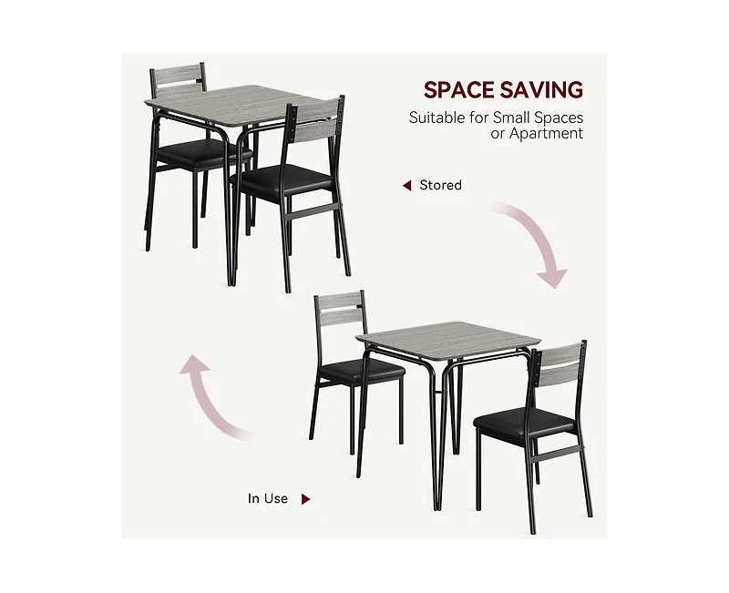 gaomon 3-Piece 2-Person Vintage Square Dining Table Set