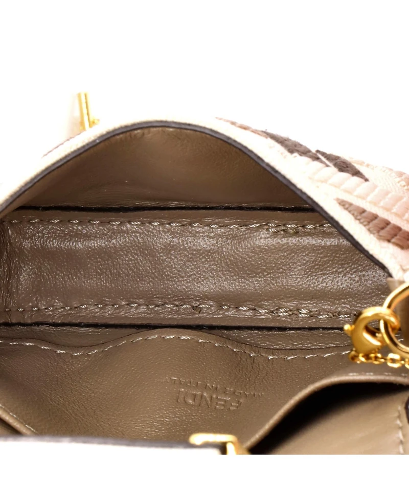 Pre-Owned Fendi Nano Chain Baguette Charm Bag Zucca Canvas