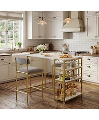 gaomon Dining Table Set for 2, Counter Height Kitchen Table and Chairs, Bar Table Set with 2 Velvet Bar Stools, 3 Piece Dining Room Table Set