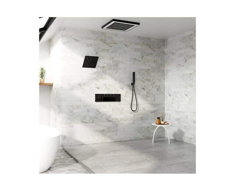 Casainc Rainfall Symphony 4-Function 12inch Dual Shower Head Pressure-Balanced Shower System with Bathtub Spout