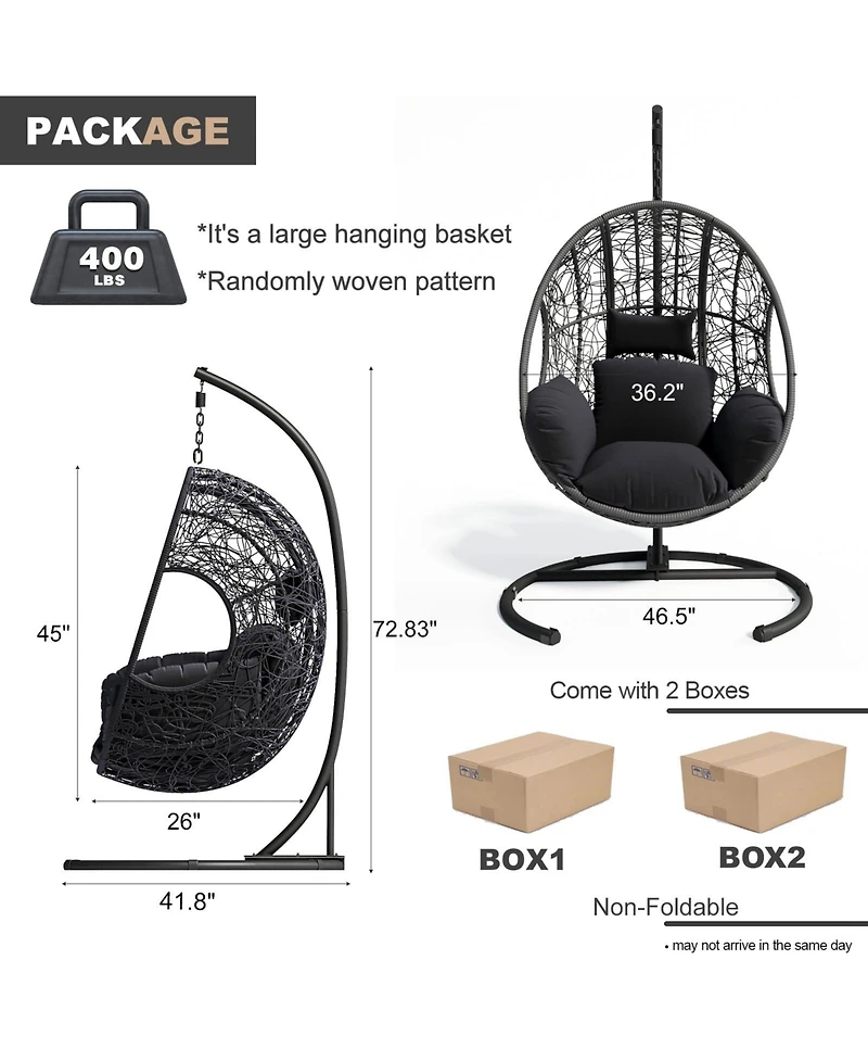Clihome Outdoor Indoor Pe Wicker Swing Egg Chair With Soft Cushion