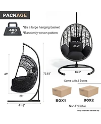 Clihome Outdoor Indoor Pe Wicker Swing Egg Chair With Soft Cushion
