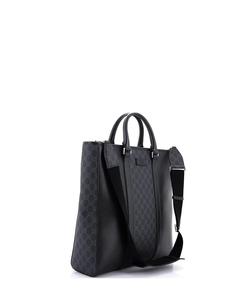 Pre-Owned Gucci Tall Convertible Tote Gg Coated Canvas and Leather