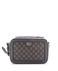 Pre-Owned Gucci Small Ophidia Zip Around Camera Crossbody Bag Gg Coated Canvas