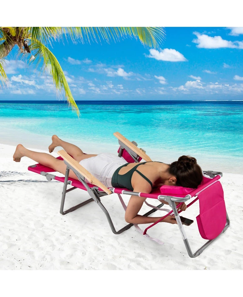 Gouun 3-in-1 Folding Beach Chair with Footrest and Lay-Flat Position 26 in Wide
