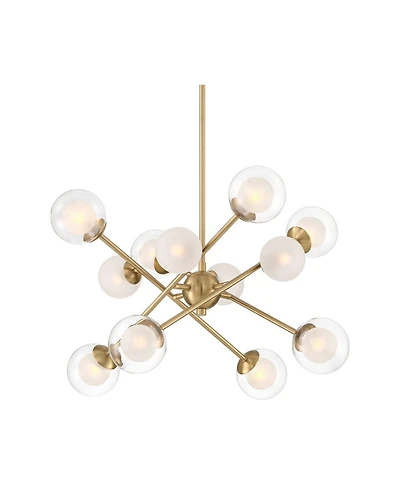 Possini Euro Design Davis Gold Sputnik Chandelier Modern Led Clear Frosted Glass 12-Light Fixture for Dining Room