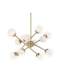 Possini Euro Design Davis Gold Sputnik Chandelier Modern Led Clear Frosted Glass 12-Light Fixture for Dining Room