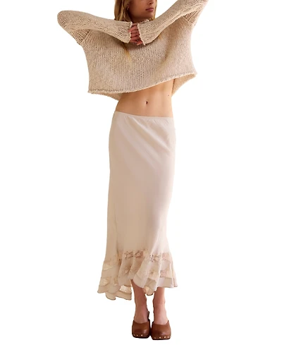 Free People Women's Long Lost Lover Slip A-Line Polyester Skirt