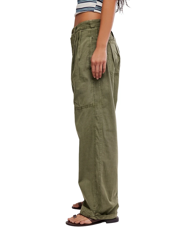 Free People Women's Clover Mid-Rise Dropped Trouser Pants