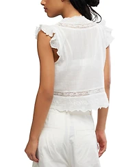 Free People Women's Day Dreamer V-Neck Cap-Sleeve Cotton Top