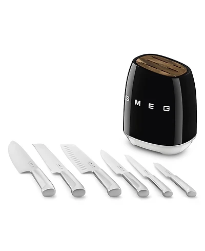 Smeg 50's Retro Style Aesthetic 7-Pc. Knife Block Set