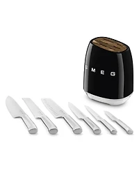 Smeg 50's Retro Style Aesthetic 7-Pc. Knife Block Set