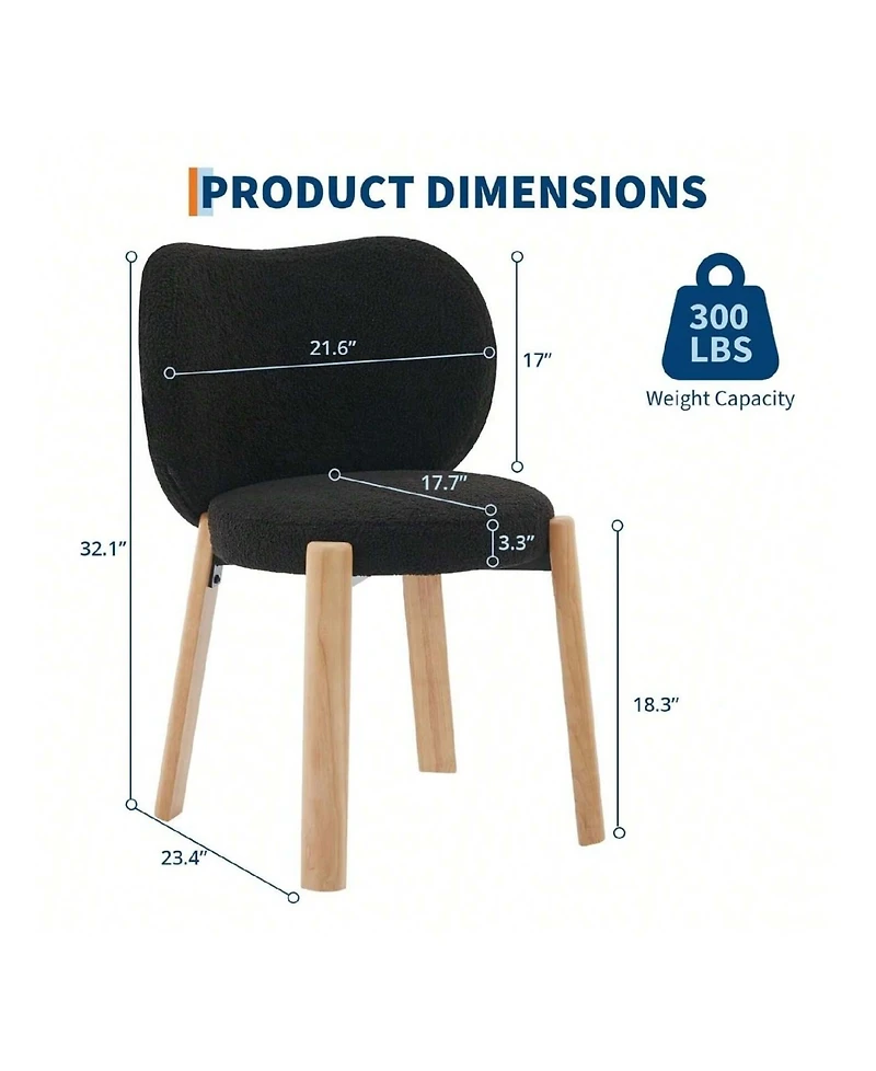 gaomon Dining Chair 2PCS Home Plush Makeup Vanity Chair for Kitchen Dining Room