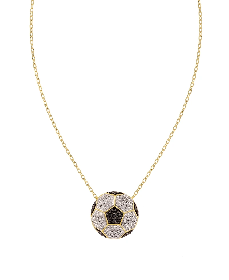 Macy's White Diamond (1/5 ct. t.w.) & Black Diamond (1/10 ct. t.w) Necklace in 10K Yellow Gold