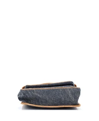 Pre-Owned Saint Laurent Medium Niki Chain Flap Bag Matelasse Chevron Denim with Suede
