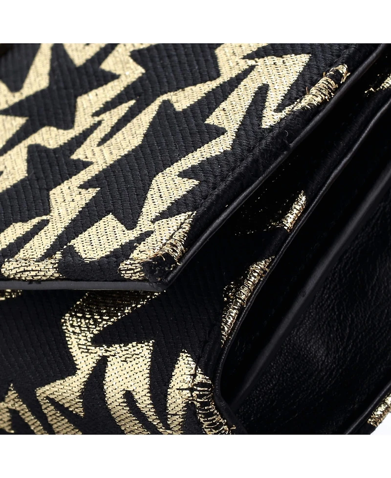 Pre-Owned Saint Laurent Classic Monogram Wallet on Chain Woven Fabric