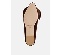 Pothos Luxurious Velvet Bow Ballerinas