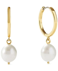 Ana Luisa Frida Medium Gold-Plated Mother of Pearl Hoop Earrings