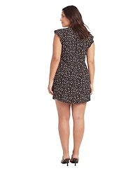 24seven Comfort Apparel Plus Essential Curvy Dot Print Shift Dress