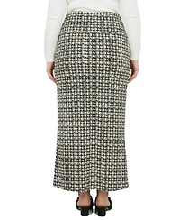 24seven Comfort Apparel Plus Essential Curvy Geometric Print Maxi Skirt