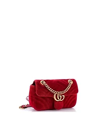 Pre-Owned Gucci Mini Gg Marmont Flap Bag Matelasse Velvet