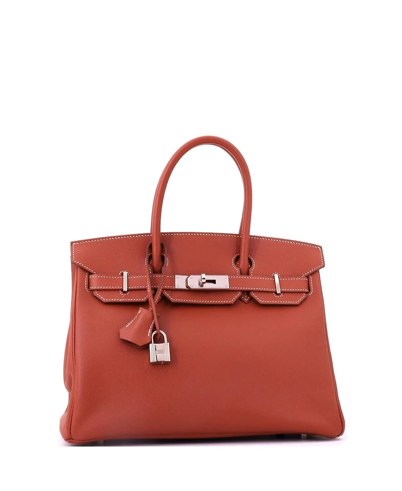 Pre-Owned HERMES Birkin 30 Handbag Orange Epsom with Palladium Hardware