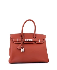 Pre-Owned HERMES Birkin 30 Handbag Orange Epsom with Palladium Hardware