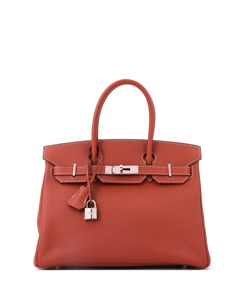 Pre-Owned HERMES Birkin 30 Handbag Orange Epsom with Palladium Hardware