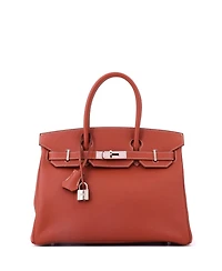 Pre-Owned HERMES Birkin 30 Handbag Orange Epsom with Palladium Hardware