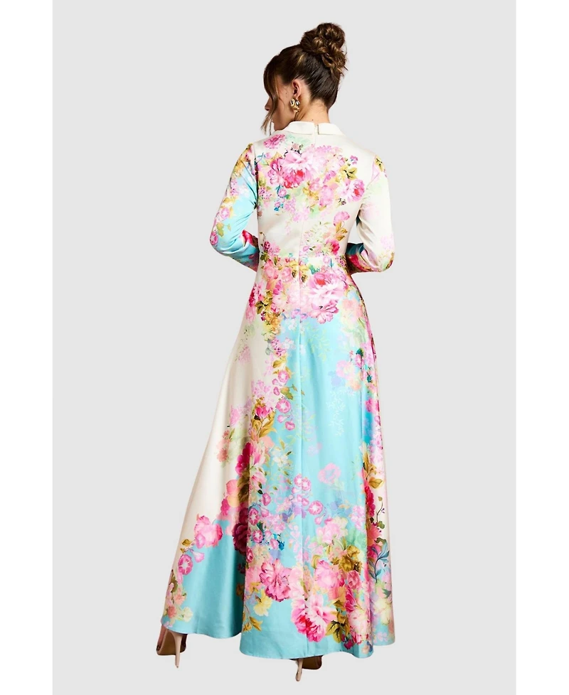 Coast Women's Placement Print Wrap Front Gown