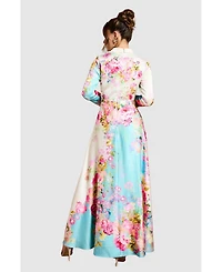 Coast Women's Placement Print Wrap Front Gown