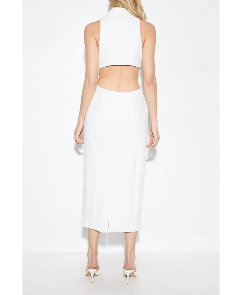 MissPap Women's Premium Open Back Waistcoat Midi Dress