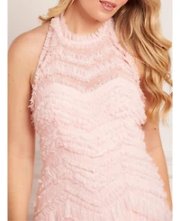Needle & Thread Women's Elia Halter Neck Ruffle Tulle Maxi Gown