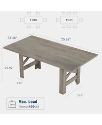 gaomon Wood Farmhouse Dining Table for 6-8, Heavy Duty Large Kitchen Table, Rectangular Dining Room Tables with Strong Legs, Thickness Tabletop